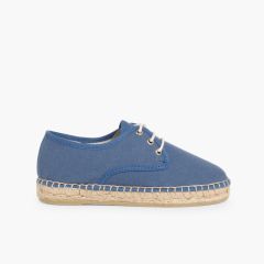 Blucherschuhe aus Leinen mit Espadrilles-Sohle Blau