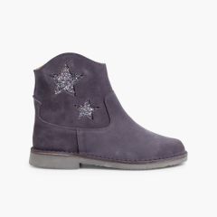 Sternenstiefel für Mädchen und Damen mit Reißverschluss Anthrazit