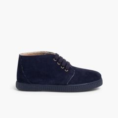 Stiefel mit künstlichem Fellfutter und Schnürsenkeln Marineblau