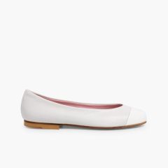 Ballerinas für Mädchen und Damen, Lackleder und Nappaleder Weiß