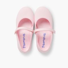 Mädchen Riemchenballerinas  aus Stoff mit dünnem Klettverschlussriemen Rosa