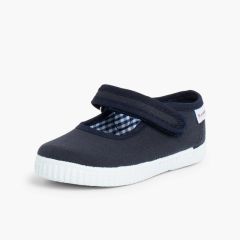 Mary-Janes für Mädchen mit Klettverschluss und Sneaker-Sohle Marineblau