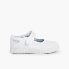Mary-Janes für Mädchen mit Klettverschluss und Sneaker-Sohle Weiß