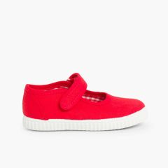 Mary-Janes für Mädchen mit Klettverschluss und Sneaker-Sohle Rot