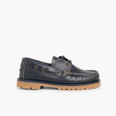 Jungen Bootsschuhe  mit Schnürsenkeln Marineblau