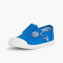 Leinenschuhe für Kinder mit Zehenkappe aus Gummi, im Pepito-Stil Royalblau