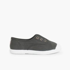 Leinwand-Sneakers ohne Schnürsenkel mit Gummispitze Anthrazit