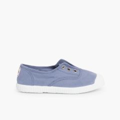 Leinwand-Sneakers ohne Schnürsenkel mit Gummispitze Blau