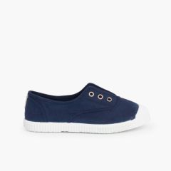 Leinwand-Sneakers ohne Schnürsenkel mit Gummispitze Marineblau