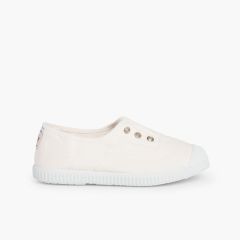 Leinwand-Sneakers ohne Schnürsenkel mit Gummispitze Weiß