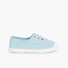 Leinwand-Sneakers ohne Schnürsenkel mit Gummispitze Himmelblau