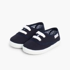 Kindersneakers mit Schnürsenkeln Marineblau