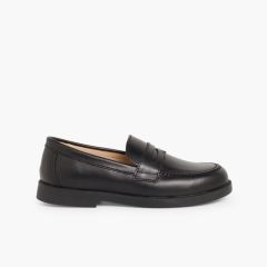 Schulschuhe für Jungen, Mokassins-Stil Schwarz