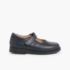 Mary Janes Schulschuhe für Mädchen mit Klettverschlussriemen Marineblau
