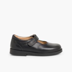 Mary Janes Schulschuhe für Mädchen mit Klettverschlussriemen Schwarz
