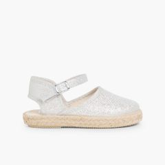 alpargatas niñas brillos con hebilla Silber