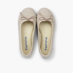 Ballerinas aus Leinen für die Kommunion Roh