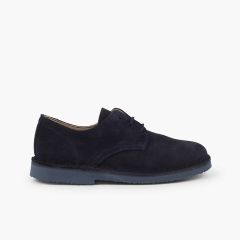 Blucherschuhe aus Wildleder, schlicht, formelle Schuhe für Jungen Marineblau