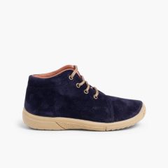 Wildlederstiefel mit verstärkter Spitze Marineblau