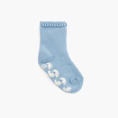 Anti-Rutsch-Socken für Kinder mit geschnitzter Manschette mit Fingerabdrücken Blau