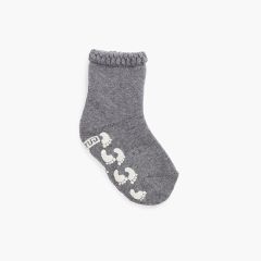 Anti-Rutsch-Socken für Kinder mit geschnitzter Manschette mit Fingerabdrücken Grau