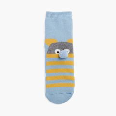 Antirutschsocken mit Rüschen und Bärenpompon Blau