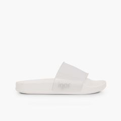 Sandalen breite riemen modell Beach Crystal Weiß