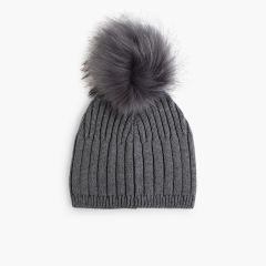 Quastenhut mit Haarbommel Grau