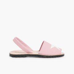 Menorquinas Avarcas Nubuk mit Stern Rosa