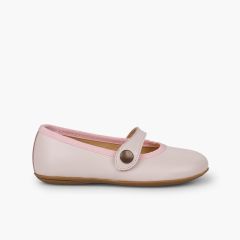 Mary Janes für Mädchen aus Leder für Erstkommunionen Rosa