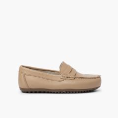 Mokassins für Jungen aus Leder mit Antifaz Beige