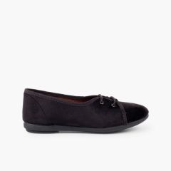 Blucherschuhe für Mädchen aus Samt im Salon-Stil Schwarz