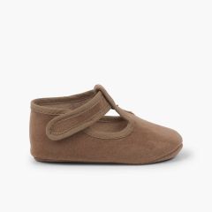 Klassische Babyschuhe für Baby-Jungen aus Serratex mit Klettverschluss Mausgrau