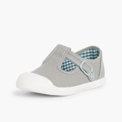 Leinenschuhe für Kinder mit Zehenkappe aus Gummi, im Pepito-Stil Grau