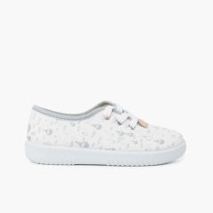Sportschuhe mit Schnürsenkeln für Jungen aus Canvas mit Luftballon-Print Grau