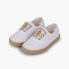 Sportschuhe für Jungen mit Sohle und Schnürsenkeln aus Jute Weiß