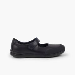 Schulschuhe für Mädchen Schuhe mit Riemchen mit verstärkter Spitze Marineblau