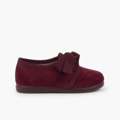 Blucherschuhe für Jungen mit Schleife und Perforierungen Bordeaux
