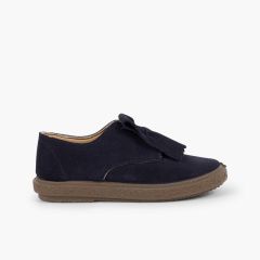 Blucherschuhe aus Wildleder mit Quasten und glattem Obermaterial Marineblau