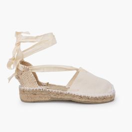 Valencianische Espadrilles für Mädchen, einfarbig Roh
