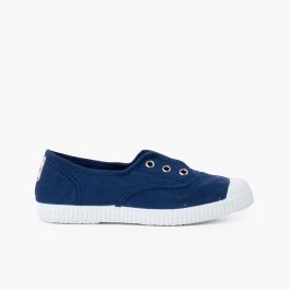 Leinwand-Sneakers ohne Schnürsenkel mit Gummispitze Navy Blau
