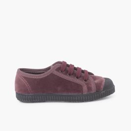 Samt-Sneaker mit Schnürsenkeln für Kinder Rosa