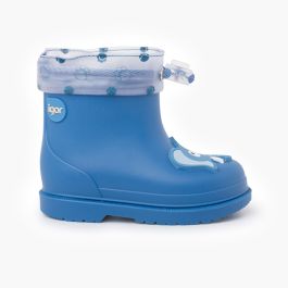 Gummistiefel mit Elefantenmotiv und verstellbarem Schaft Blau
