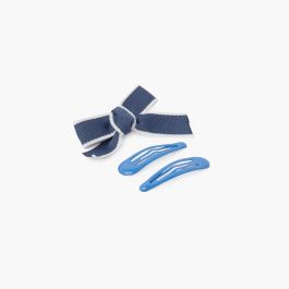 Set mit Haarclip mit Schleife und klassischen Haarklammern Französisch Blau