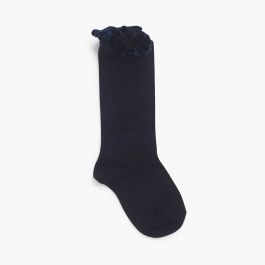 Socken mit gerafftem Samt Marineblau