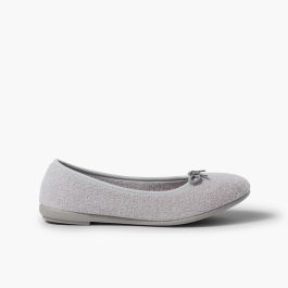 Hausschuhe Ballerinas aus Frottee Grau