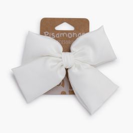 Haarklammer mit Schleife aus Satin Weiß