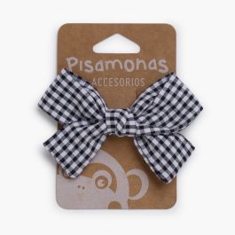 Haarspange mit Schleife im Karomuster Schwarz