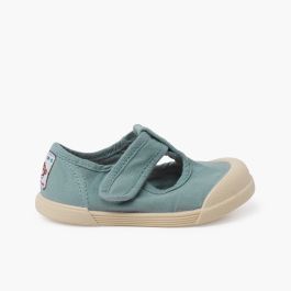 Barefoot Leinen T-Riemchenschuhe Ozean