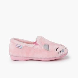 Hausschuhe mit weichem Fell Katze Rosa